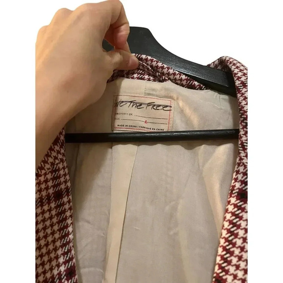 We The Free Fp  Houndstooth Beckett Boyfriend Linen Blazer NWOT - Picture 6 of 9